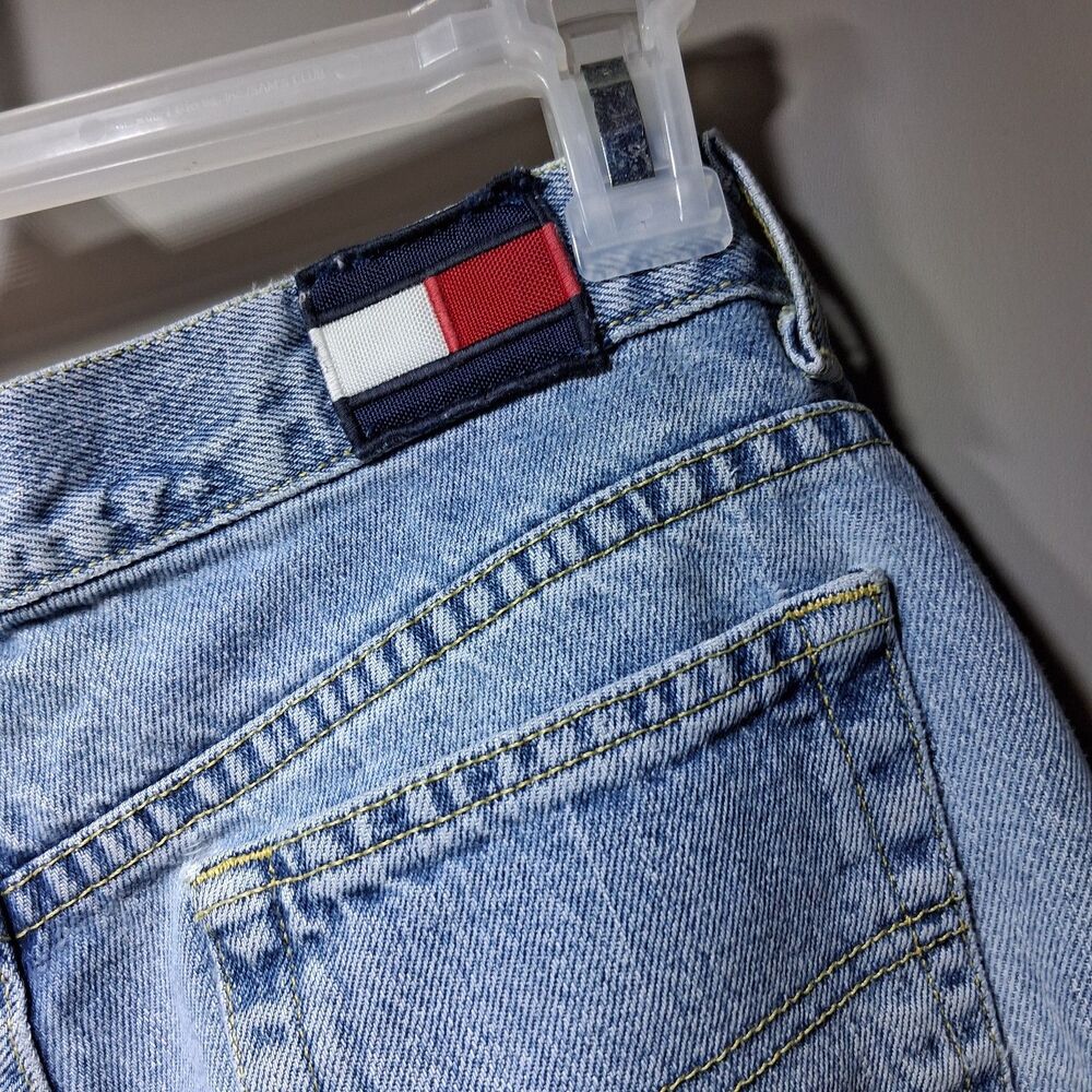 Vintage Tommy Jeans Hand-Painted Patriotic USA Embellished Denim Shorts Size 5 - Picture 6 of 10